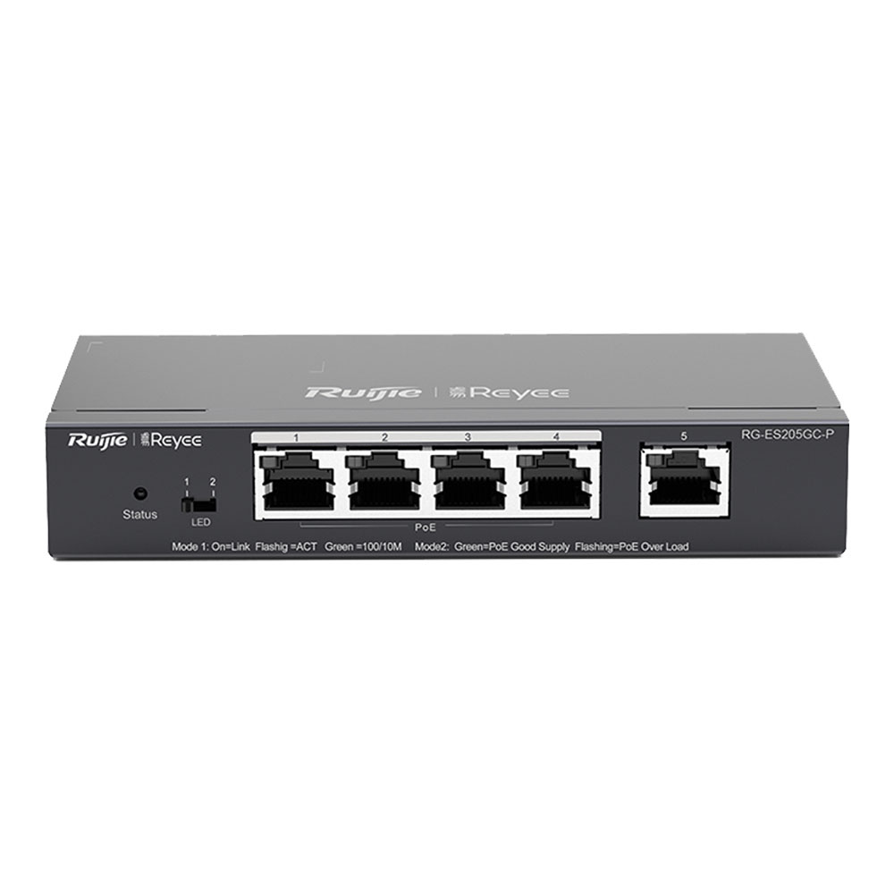 SWITCH (สวิตซ์) REYEE 5 PORT RJ45 54W POE POWER - RG-ES205GC-P