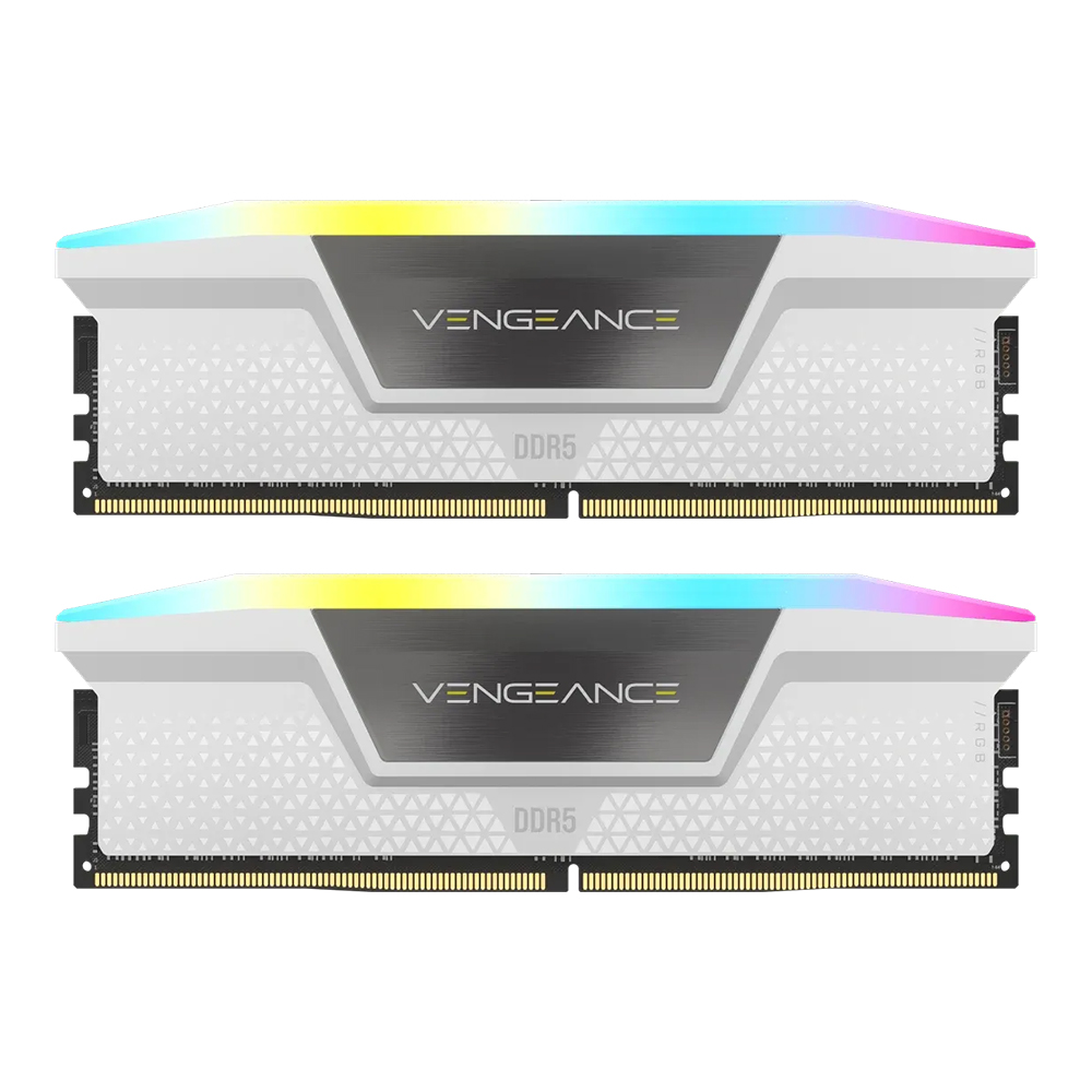 64GB (32GBx2) DDR5 5200MHz RAM (หน่วยความจำ) CORSAIR VENGEANCE RGB DDR5 - INTEL XMP CL40 WHITE CMH64GX5M2B5200C40W