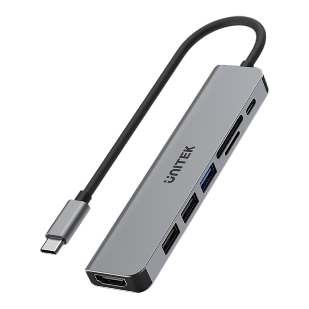 USB DOCK (ยูเอสบีด็อก) UNITEK H1118A - UHUB S7+ 7-IN-1 USB-C 5Gbps HUB WITH 4K HDMI AND 100W POWER DELIVERY