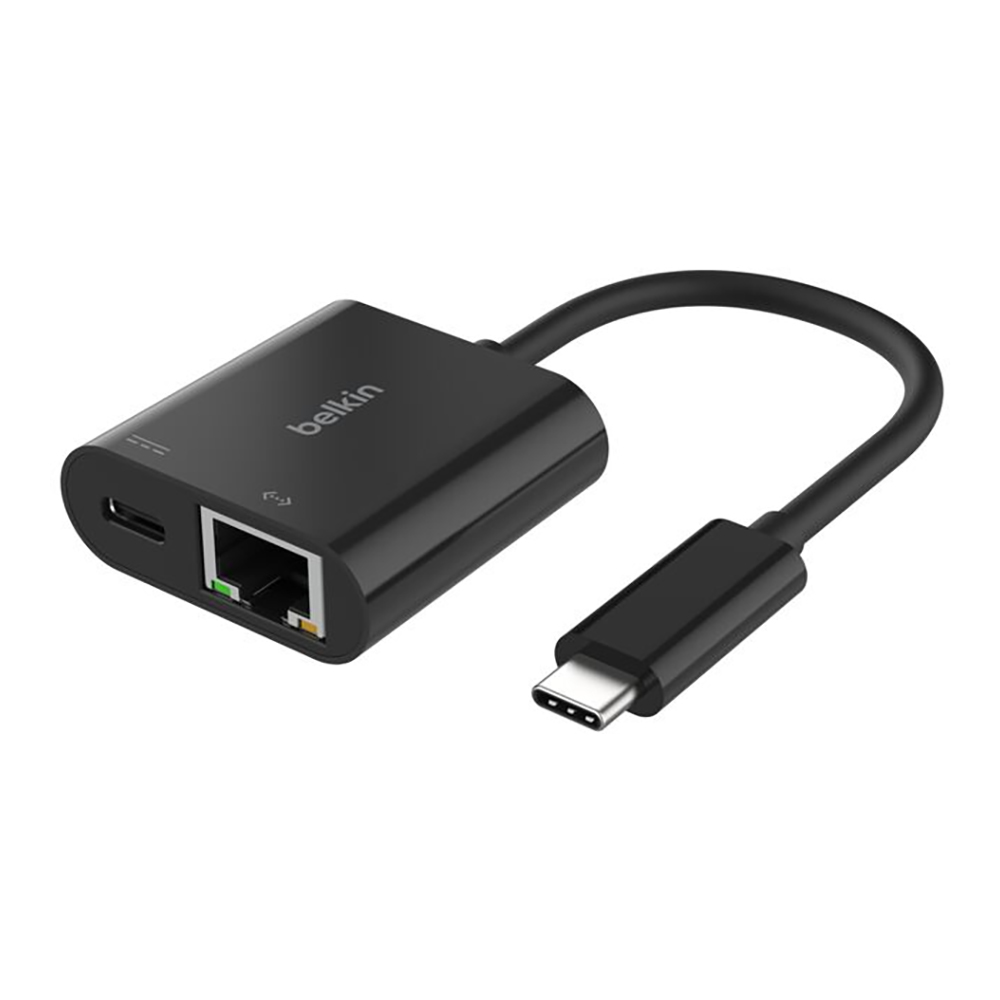USB TO ETHERNET ADAPTER (อะแดปเตอร์อีเทอร์เน็ตแบบยูเอสบี) BELKIN INC019BTBK - USB-C TO ETHERNET / CHARGE ADAPTER 100W