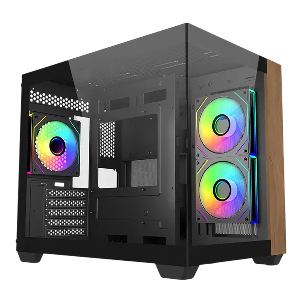 CASE (เคส) COOLER MASTER ELITE 481 WOOD - MICRO-ATX BLACK