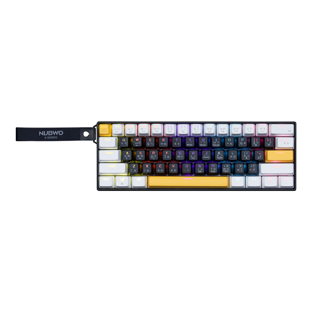 KEYBOARD (คีย์บอร์ด) NUBWO X805 - BLUE SWITCH MINI RGB EN/TH BLACK-WHITE