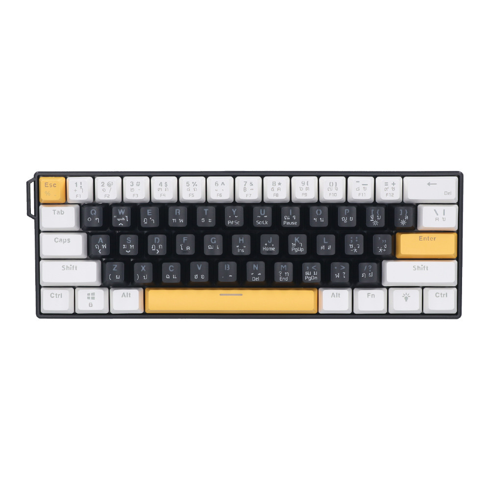 KEYBOARD (คีย์บอร์ด) NUBWO X805 - BLUE SWITCH MINI RGB EN/TH BLACK-WHITE