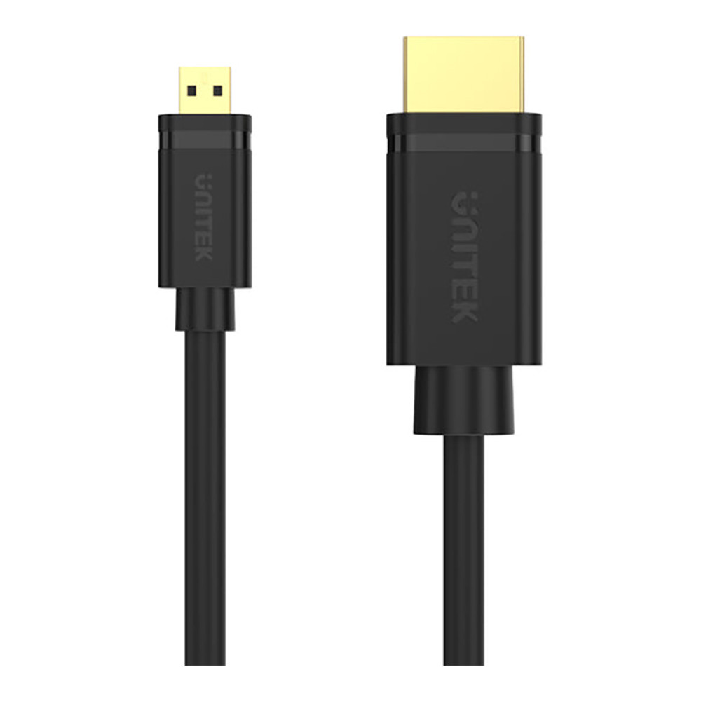MONITOR CABLE (สายจอมอนิเตอร์) UNITEK Y-C182 - 4K 60Hz HIGH SPEED MICRO HDMI TO HDMI CABLE 2M