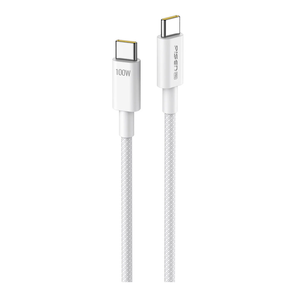 CHARGER CABLE (สายชาร์จ) PISEN PRO CC12 - BRAIDED USB-C TO USB-C 100W 1M GREY