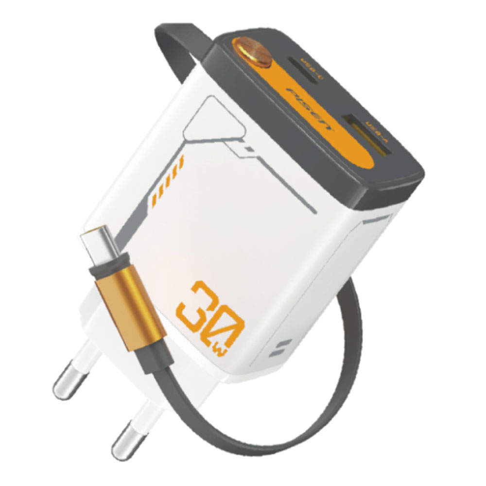 CHARGER (ที่ชาร์จ) PISEN TP-C82 - 30W GaN FAST CHARGING WHITE