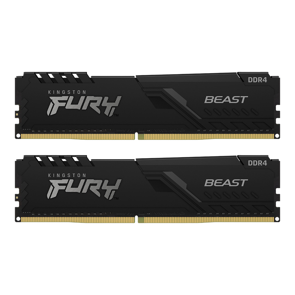 16GB (8GBx2) DDR4 3200MHz RAM (หน่วยความจำ) KINGSTON FURY BEAST DDR4 - INTEL XMP CL16 BLACK KF432C16BBK2/16WP