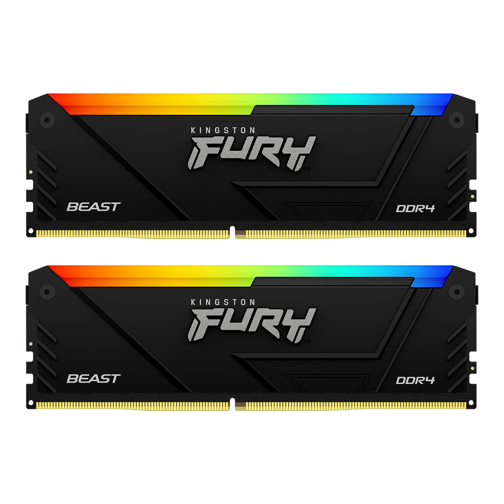 32GB (16GBx2) DDR4 3200MHz RAM (หน่วยความจำ) KINGSTON FURY BEAST DDR4 RGB - INTEL XMP CL16 BLACK KF432C16BB12AK2/32WP