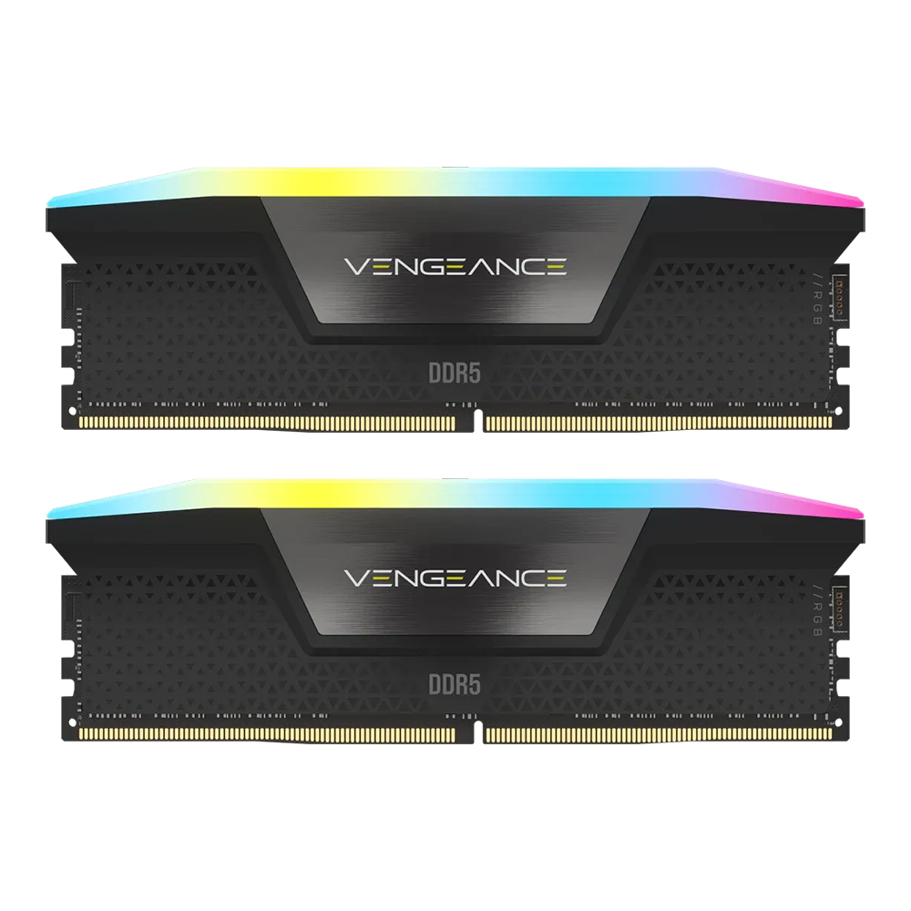 32GB (16GBx2) DDR5 6000MHz RAM (หน่วยความจำ) CORSAIR VENGEANCE RGB DDR5 - INTEL XMP CL38 BLACK CMH32GX5M2B6000C38