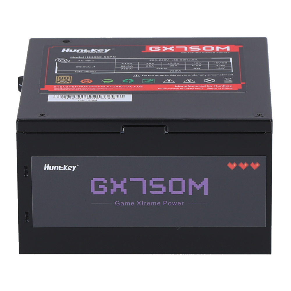 POWER SUPPLY (อุปกรณ์จ่ายไฟ) HUNTKEY GX750M - 750W 80 PLUS GOLD ATX BLACK