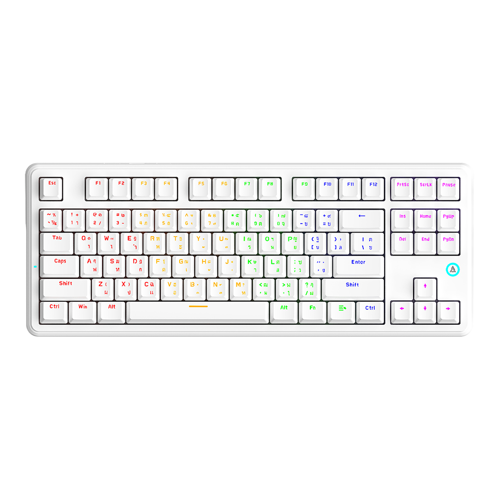 KEYBOARD (คีย์บอร์ด) AJAZZ AK870 V2 - RED SWITCH RAINBOW LED EN/TH WHITE