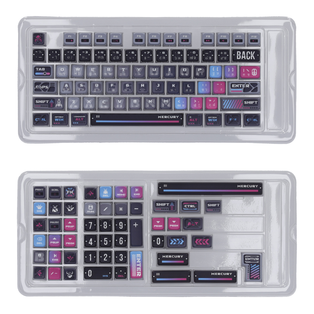 KEYCAP (คีย์แคป) GRAVASTAR CYBERPUNK - 127 KEYS ASA PROFILE EN/TH BLACK