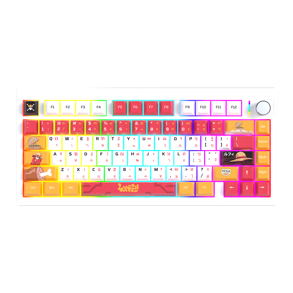 WIRELESS KEYBOARD (คีย์บอร์ดไร้สาย) FANTECH X ONE PIECE MK921 MAXFIT8 - QMK/VIA WHITE SWITCH RGB EN/TH LUFFY EGGHEAD EDITION