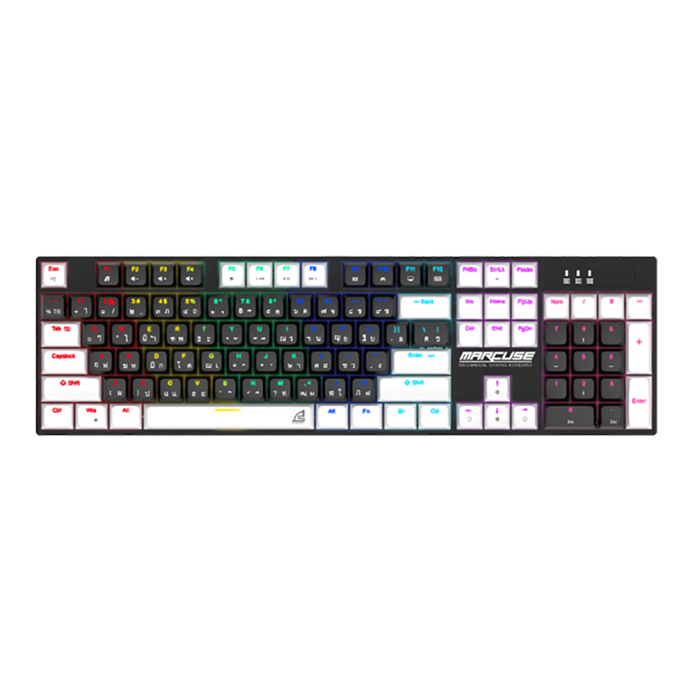 KEYBOARD (คีย์บอร์ด) SIGNO KB-727BLK MARCUSE - BLUE SWITCH MINI RGB EN/TH BLACK-WHITE