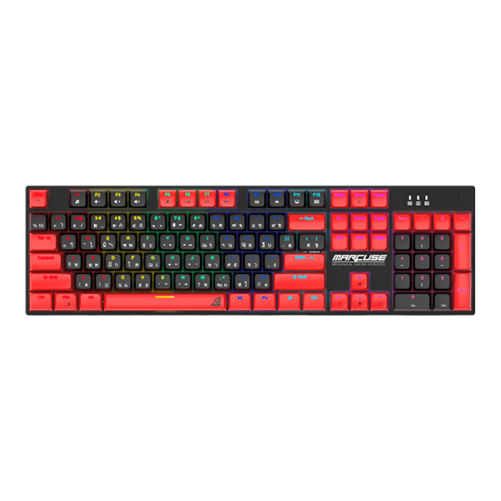 KEYBOARD (คีย์บอร์ด) SIGNO KB-727BR MARCUSE - BLUE SWITCH MINI RGB EN/TH BLACK-RED