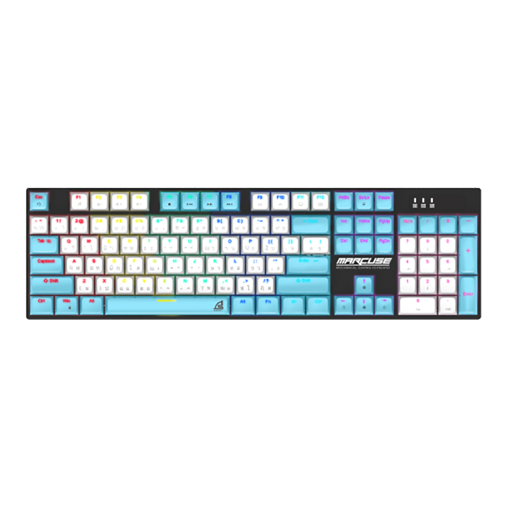 KEYBOARD (คีย์บอร์ด) SIGNO KB-727B MARCUSE - RED SWITCH MINI RGB EN/TH WHITE-BLUE