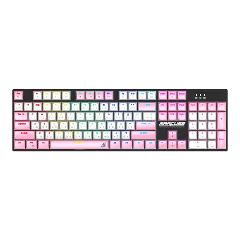 KEYBOARD (คีย์บอร์ด) SIGNO KB-727P MARCUSE - BLUE SWITCH MINI RGB EN/TH WHITE-PINK