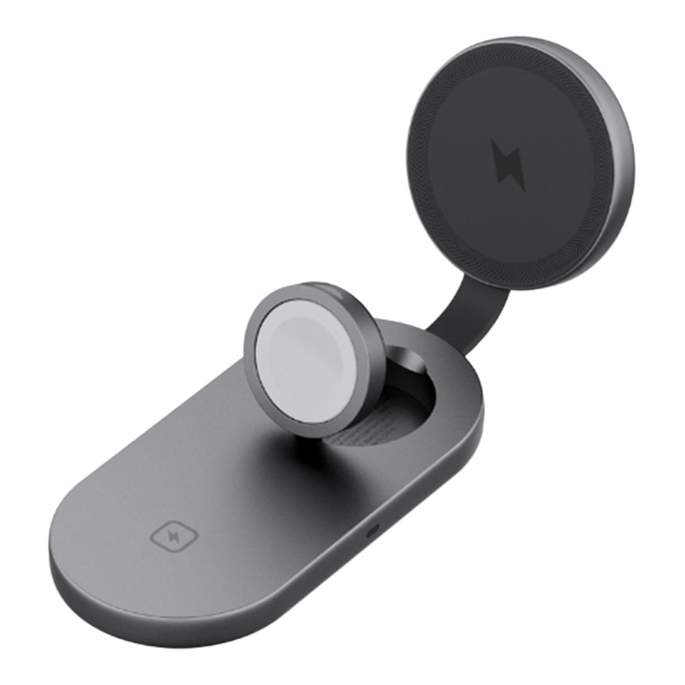 WIRELESS CHARGER (ที่ชาร์จไร้สาย) AUKEY LC-MC313 MAGFUSION C - 15W 3IN1 QI2 FOLDABLE DARK GRAY