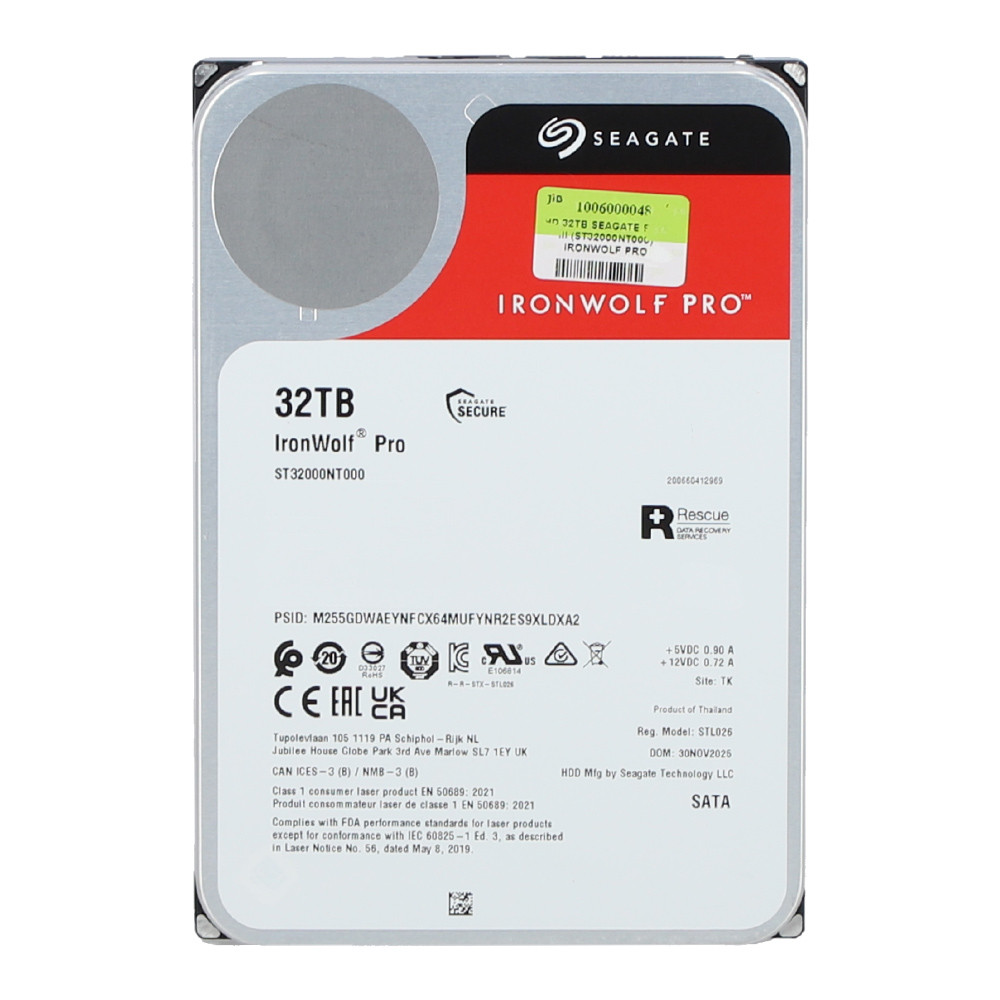 32 TB 3.5 INCH HDD (ฮาร์ดดิสก์ 3.5 นิ้ว) SEAGATE IRONWOLF PRO - 7200RPM 512MB SATA3 ST32000NT000