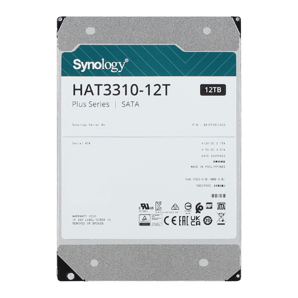 12 TB 3.5 INCH HDD (ฮาร์ดดิสก์ 3.5 นิ้ว) SYNOLOGY HAT3310 - 7200RPM SATA3 HAT3310-12T