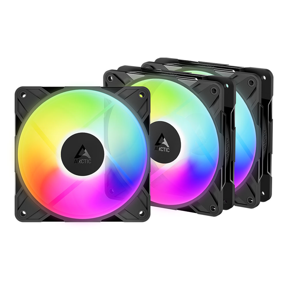 CASE FAN (พัดลมเคส) ARCTIC P12 PRO REVERSE A-RGB - 120MM A-RGB PWM 3 PACK BLACK ACFAN00333A