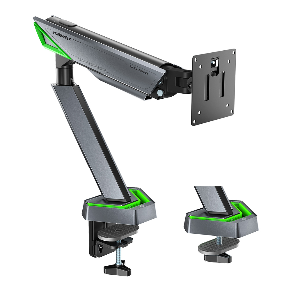 MONITOR ARM (ขาตั้งจอ) HUMANMOTION TX03-1G - INFINITY MIRROR RGB LIGHTING GRAY