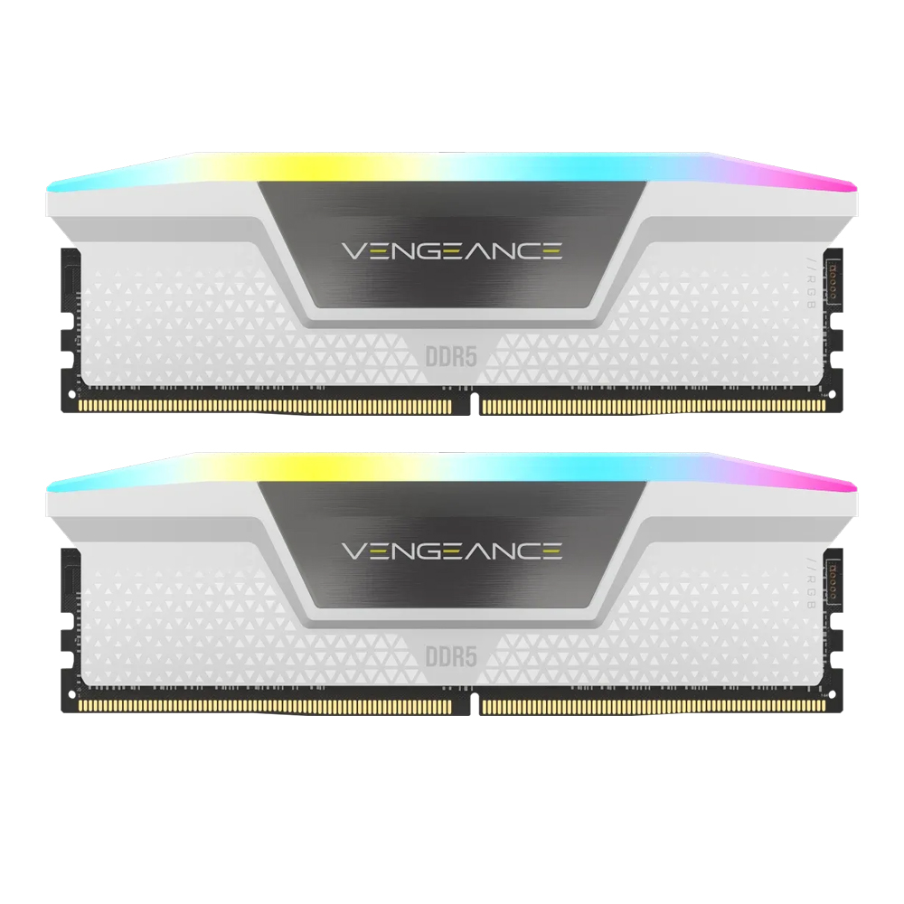 32GB (16GBx2) DDR5 6400MHz RAM (หน่วยความจำ) CORSAIR VENGEANCE RGB DDR5 - INTEL XMP CL36 WHITE CMH32GX5M2B6400C36W