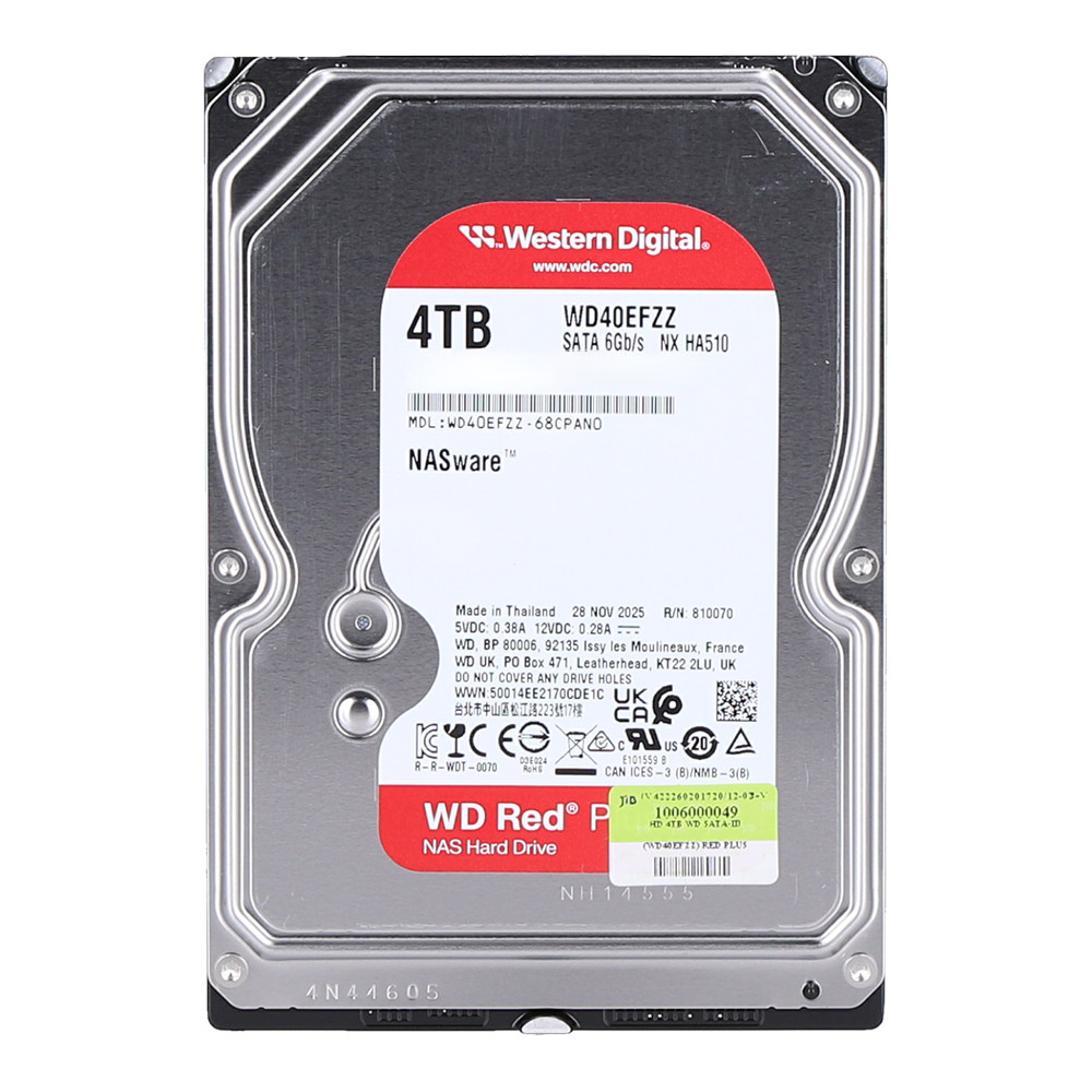 4 TB 3.5 INCH HDD (ฮาร์ดดิสก์ 3.5 นิ้ว) WD RED PLUS - 5400RPM 128MB SATA3 WD40EFZZ