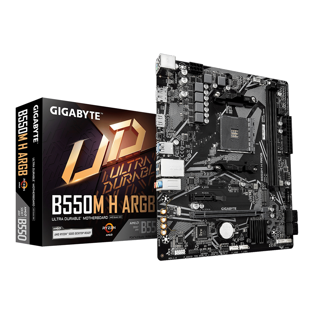 MAINBOARD (เมนบอร์ด) GIGABYTE B550M H ARGB - AMD SOCKET AM4 DDR4 MICRO-ATX