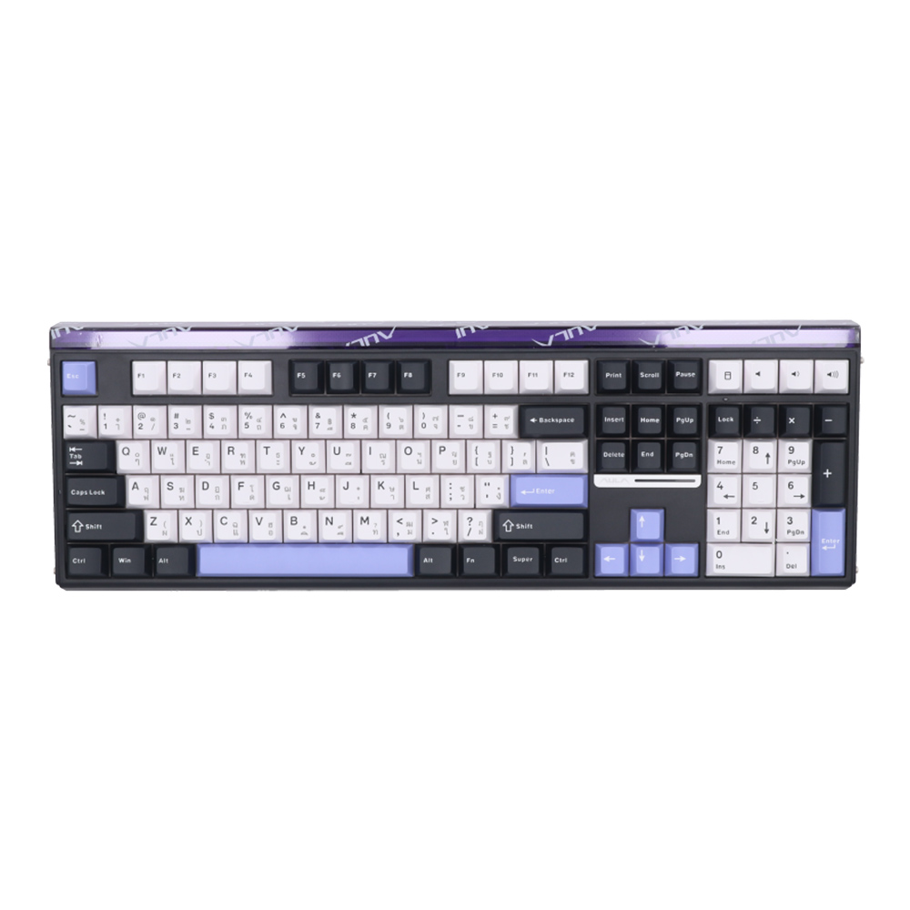 WIRELESS KEYBOARD (คีย์บอร์ดไร้สาย) AULA H108 - SILENT COTTON CANDY SWITCH RGB EN/TH BLACK-WHITE-PURPLE