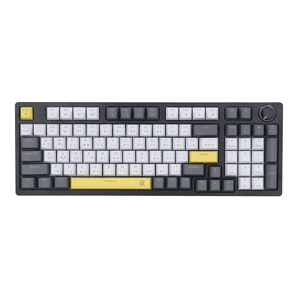KEYBOARD (คีย์บอร์ด) NUBWO X801 ELEANOR - RED SWITCH RAINBOW LED EN/TH WHITE-GRAY