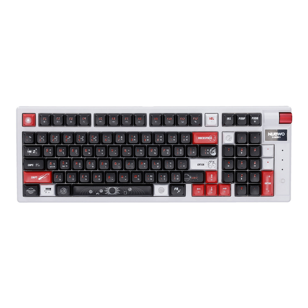 WIRELESS KEYBOARD (คีย์บอร์ดไร้สาย) NUBWO X803 GALACTIC - RED SWITCH RAINBOW LED EN/TH WHITE-BLACK-RED