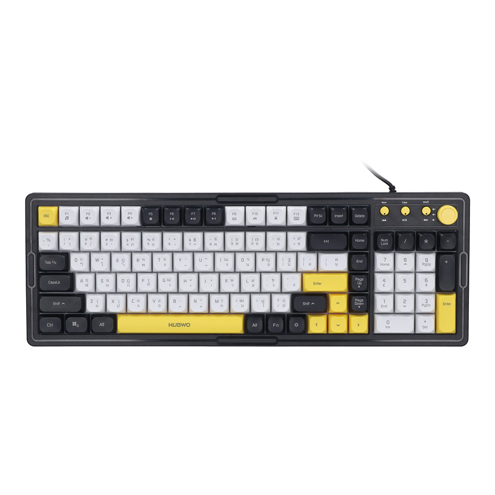 KEYBOARD (คีย์บอร์ด) NUBWO NK52 - RUBBER DOME RAINBOW LED EN/TH BLACK-WHITE-YELLOW