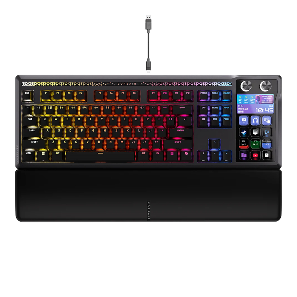 KEYBOARD (คีย์บอร์ด) CORSAIR GALLEON 100 SD - BUILT-IN STREAM DECK CORSAIR MLX PULSE LINEAR SWITCH RGB EN BLACK CH-912A31I-NA