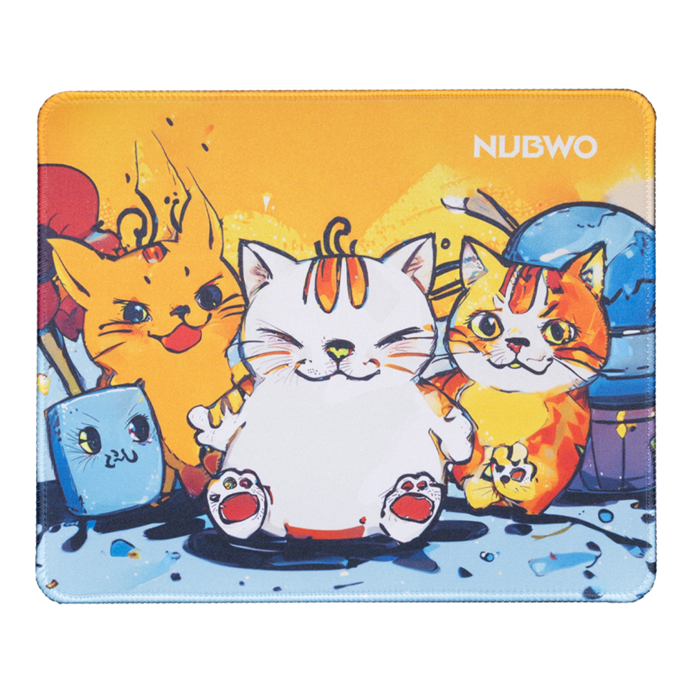 MOUSE PAD (เมาส์แพด) NUBWO NP643 - SIZE S 300 x 250 x 3 MM ORANGE KITTY