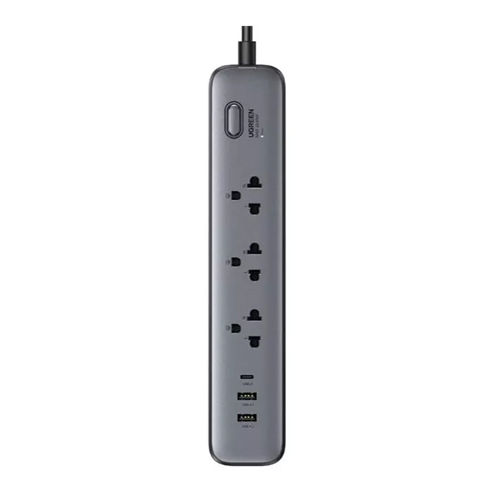 PLUG (ปลั๊กไฟ) UGREEN CD286 - 3 OUTLET 1 SWITCH 1 USB-C 2 USB-A 5 METER 3680 WATT GRAY 75138