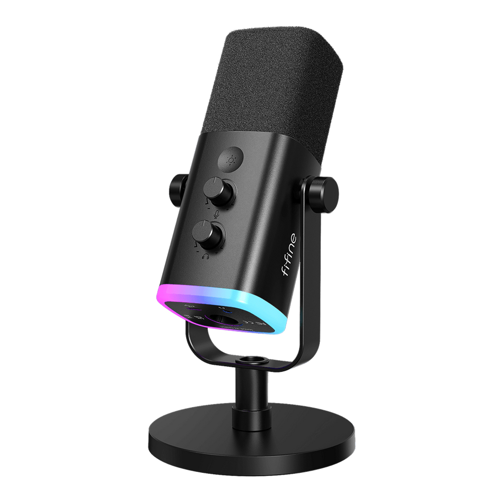 MICROPHONE (ไมโครโฟน) FIFINE AMPLIGAME AM8 - USB/XLR DYNAMIC MICROPHONE WITH RGB BLACK