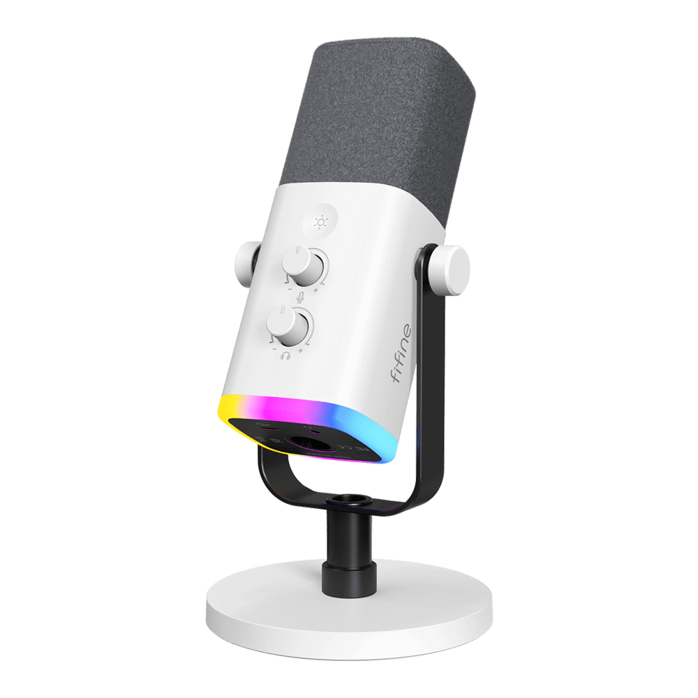 MICROPHONE (ไมโครโฟน) FIFINE AMPLIGAME AM8 - USB/XLR DYNAMIC MICROPHONE WITH RGB WHITE