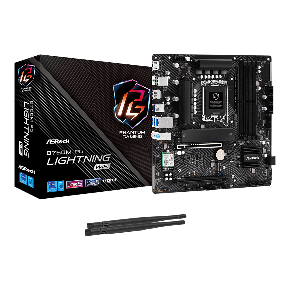 MAINBOARD (เมนบอร์ด) ASROCK B760M PG LIGHTNING WIFI - INTEL SOCKET 1700 DDR5 MICRO-ATX