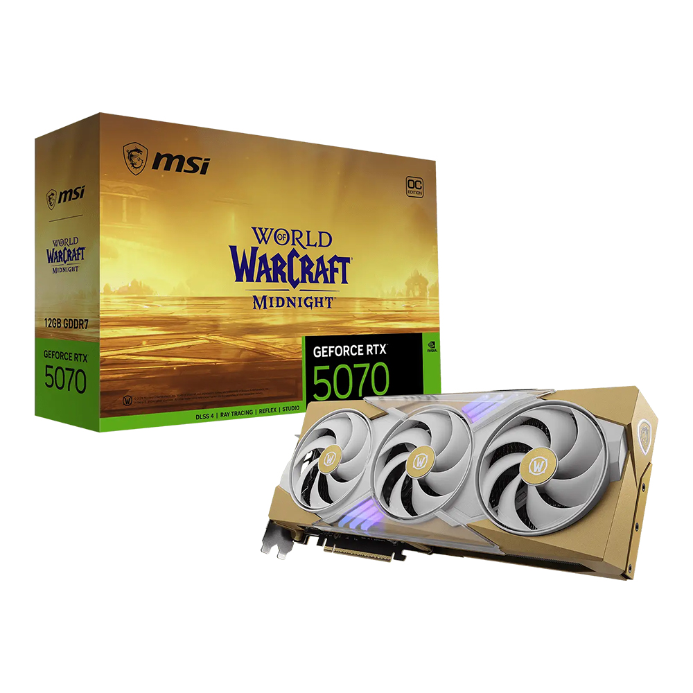 VGA (การ์ดแสดงผล) MSI GEFORCE RTX 5070 12G WORLD OF WARCRAFT MIDNIGHT LIGHT EDITION OC - 12GB GDDR7