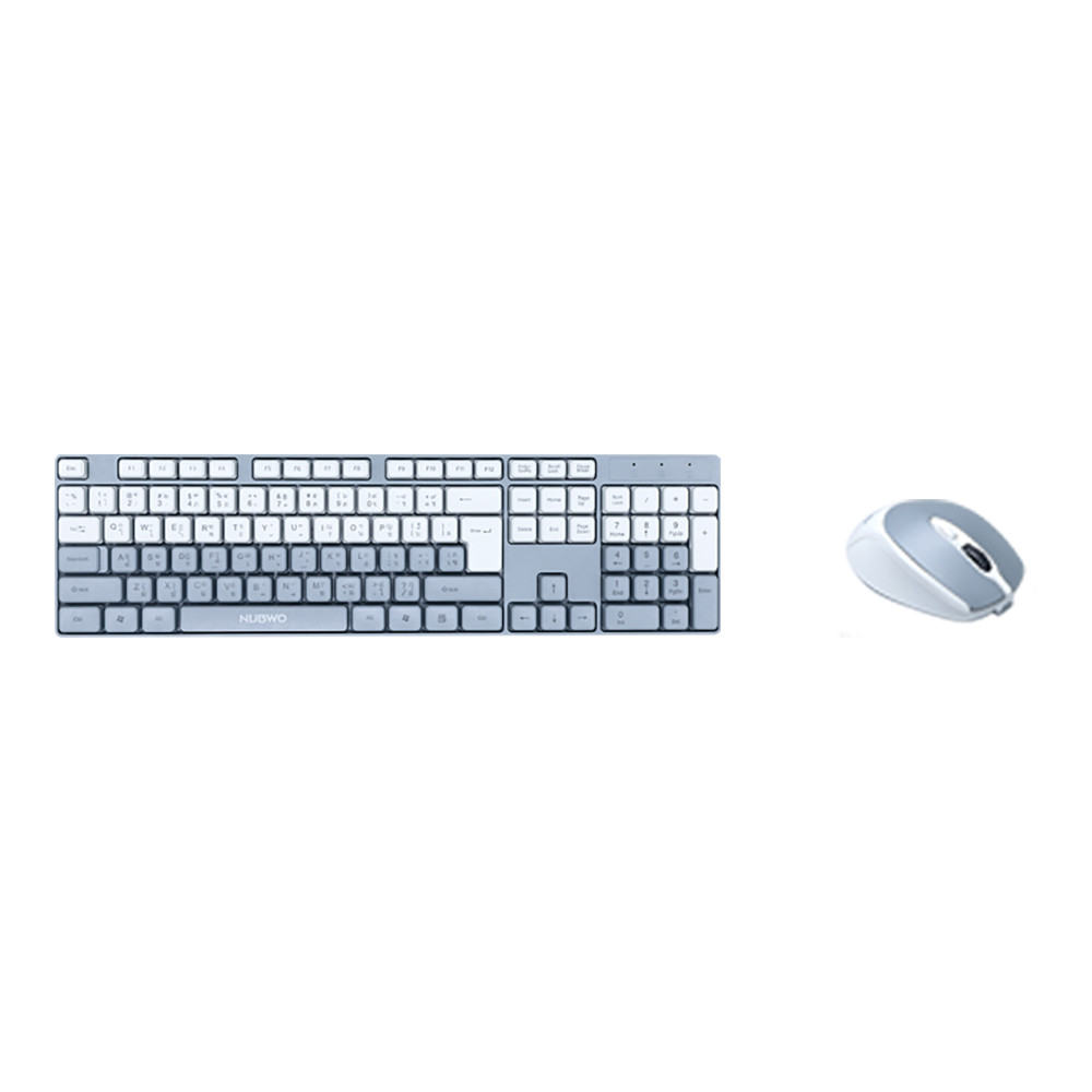 WIRELESS KEYBOARD & MOUSE (คีย์บอร์ดและเมาส์ไร้สาย) NUBWO NKM640 - GRAY