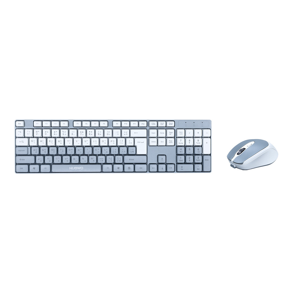 WIRELESS KEYBOARD & MOUSE (คีย์บอร์ดและเมาส์ไร้สาย) NUBWO NKM640 - GRAY