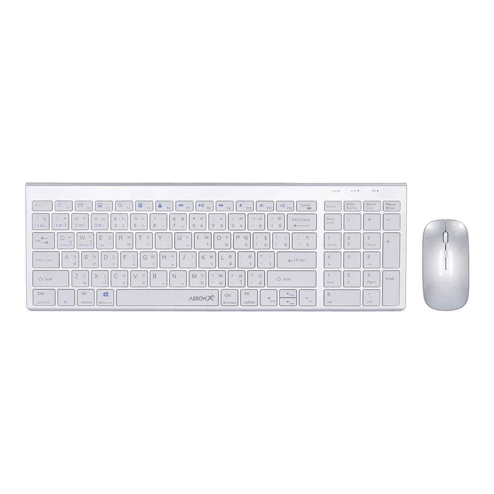 KEYBOARD & MOUSE (คีย์บอร์ดและเมาส์ไร้สาย) ARROW X AX-KMC-350 - WHITE