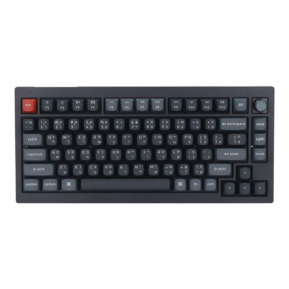 WIRELESS KEYBOARD (คีย์บอร์ดไร้สาย) KEYCHRON V1 ULTRA 8K - KEYCHRON SILK POM SWITCH - RED RGB EN/TH BLACK V1U-D1-TH