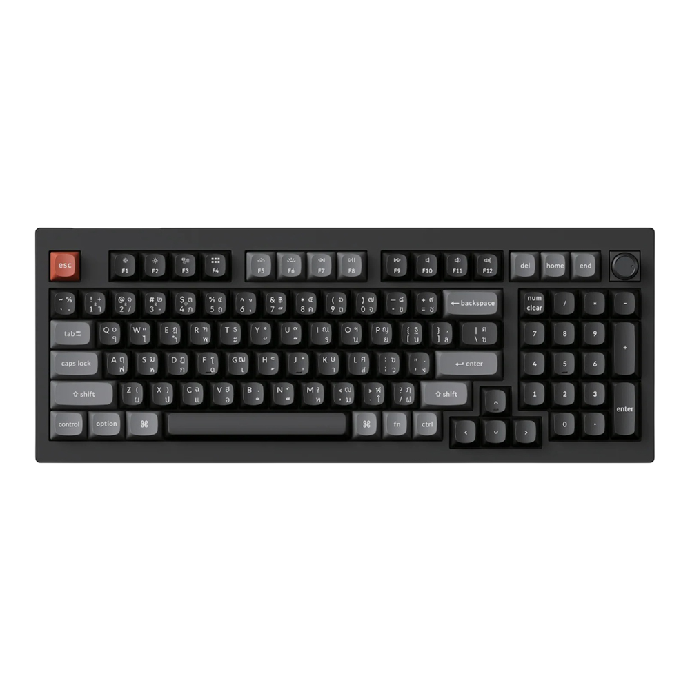 WIRELESS KEYBOARD (คีย์บอร์ดไร้สาย) KEYCHRON V5 ULTRA 8K - KEYCHRON SILK POM SWITCH - RED RGB EN/TH BLACK V5U-D1-TH