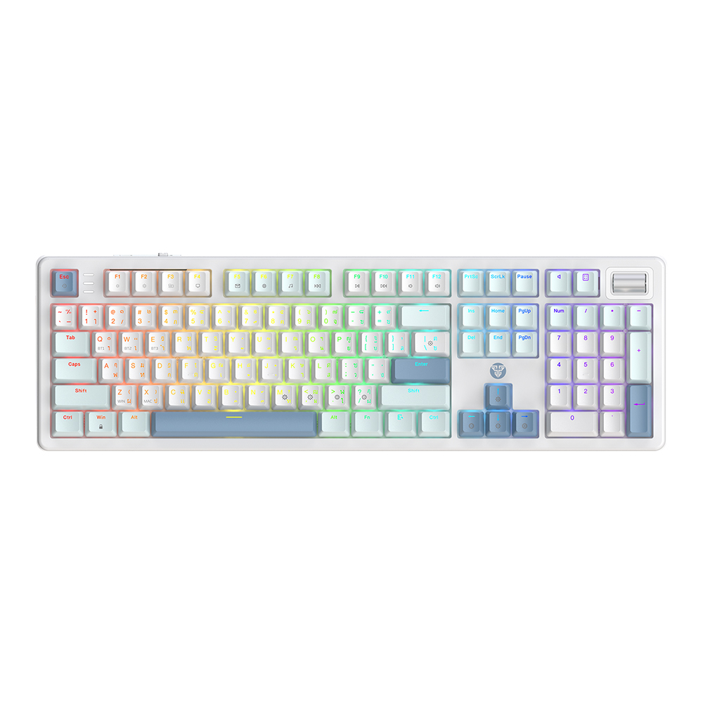 WIRELESS KEYBOARD (คีย์บอร์ดไร้สาย) FANTECH MK895 ATOM PRO106 - MANGO TWIST SWITCH RGB EN/TH WHITE-BLUE