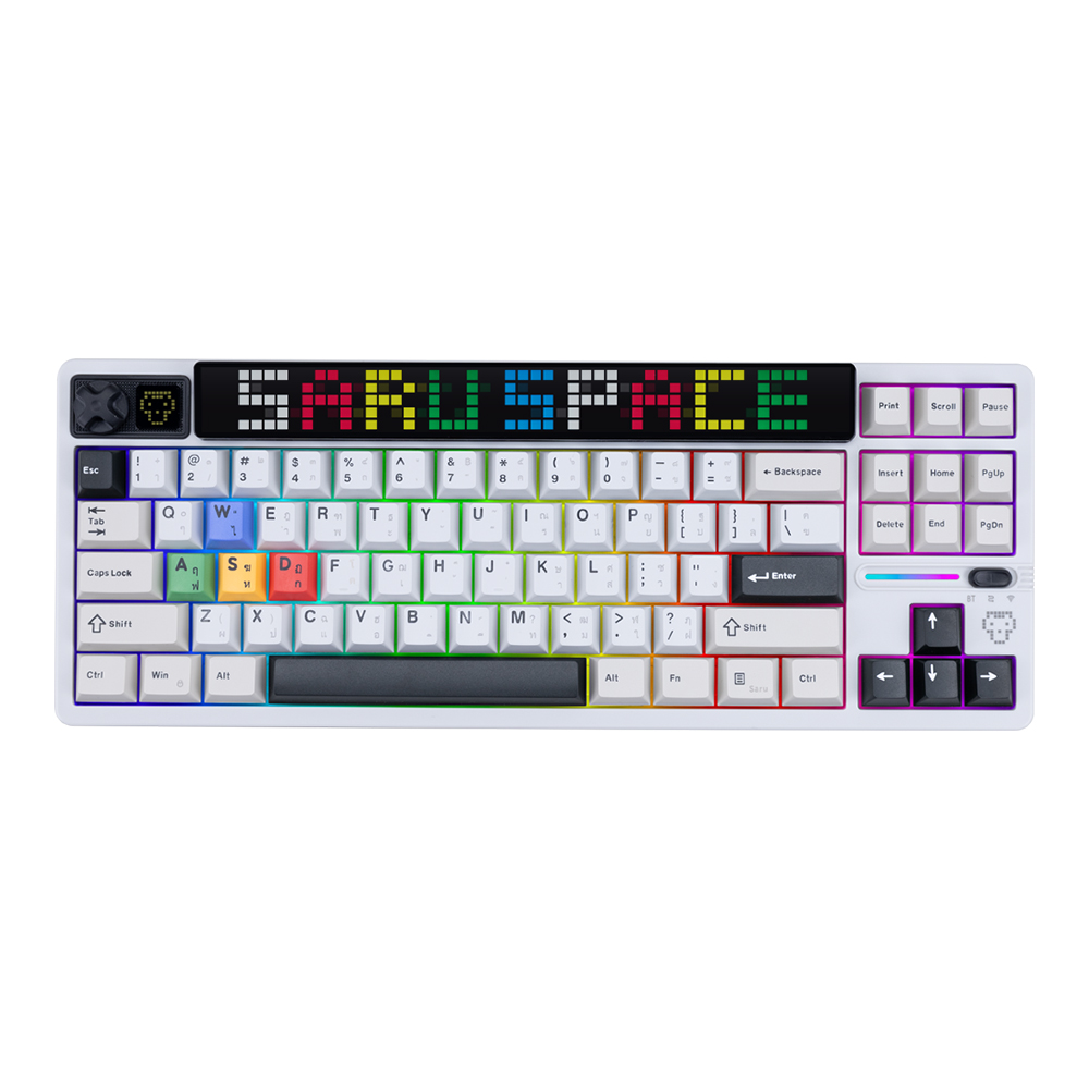 WIRELESS KEYBOARD (คีย์บอร์ดไร้สาย) SARU KX87 - TACTILE SWITCH RGB EN/TH RETRO