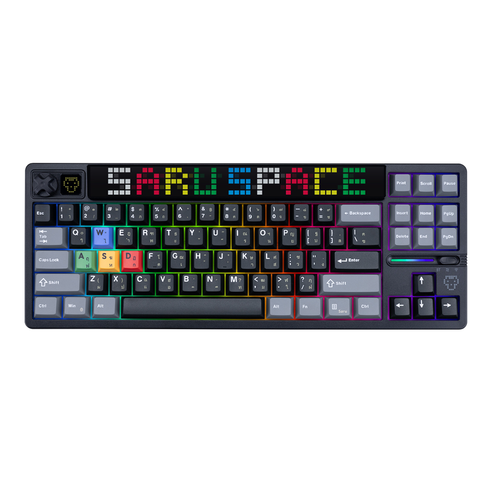 WIRELESS KEYBOARD (คีย์บอร์ดไร้สาย) SARU KX87 - LINEAR SWITCH RGB EN/TH MIDNIGHT