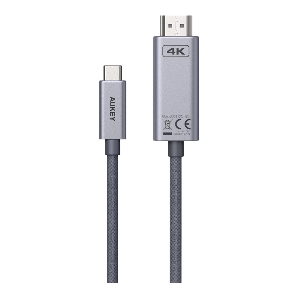 MONITOR CABLE (สายจอมอนิเตอร์) AUKEY CB-DCH201 - CIRCLET VIDEO USB-C TO HDMI 2.0 2M