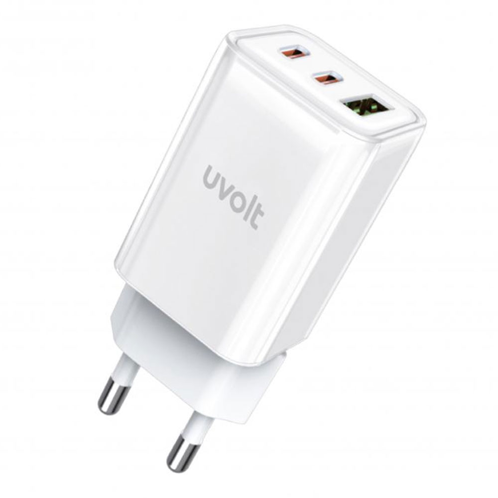 CHARGER (ที่ชาร์จ) UVOLT UVA65W-01 - 65W PD GaN USB+TYPE-C WHITE